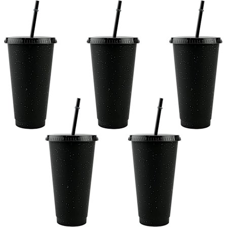 Återanvändbara Plastkoppar 5 St Drinkware Tumlare Färgade Akrylkoppar Tumlare med Lock och Sugrör Plast Bulk Isade Plast Kalla Vatten Tumlare Isade