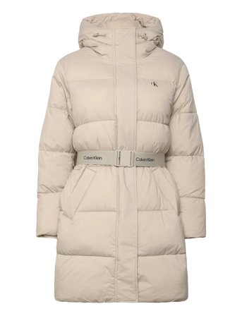 Belted Midweight Long Puffer Beige Calvin Klein Jeans
