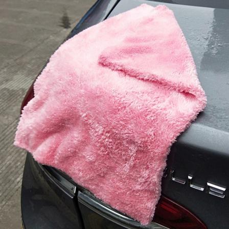 Korallfleece-trimmet håndkle, bil tørk rent detaljert polert håndkle, 11,8 x 15,7 tommer rosa (2-pakning)
