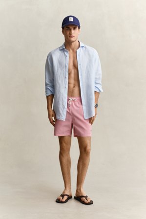 GANT Herren Gestreifte Seersucker Badeshorts (XXL) Rot
