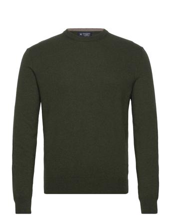 Merino Cash Mix Crew Strikkegenser M. Rund Krage Kakigrønn Hackett London*Betinget Tilbud