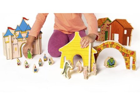 Sagobyn i trä 32 delar - Lyreco - Skola och förskola - Lekmaterial - Bygglek, konstruktion och mosaik