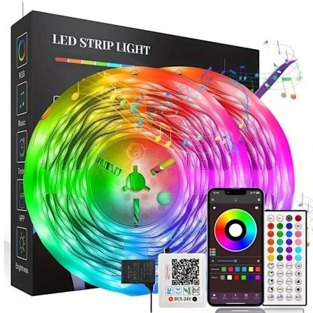 LED-lamper Bluetooth RGB-lamper LED-strip lamper med 44-knappers fjernbetjening Musiksynkronisering Farveskiftende LED-stemningsstrip 20m