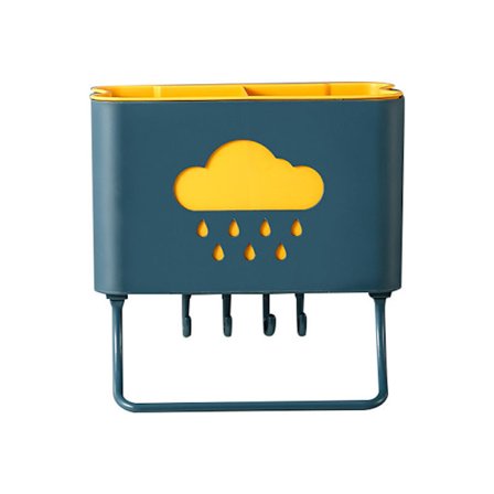 Kjøkkenoppbevaring og organisering veggboks kjøkkenredskaper og tilbehørsholder (mørkeblå)