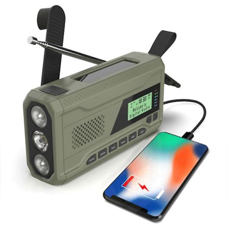 Bärbar Dab/fm-radio, 4000mah Dynamo Solradio, Solradio med Vev, Överlevnadsradio Solradio Dab Radio USB-laddare med Nödlarm, Väckarklocka{ROG}