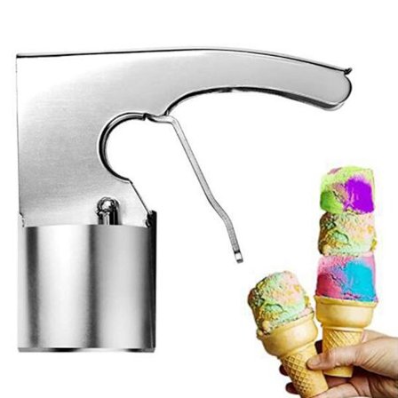 Sylinterimäinen jäätelökauha - Sylinterimäinen jäätelökauha liipaisimella ruostumattomasta teräksestä, suuri kaupallinen jäätelökauha vapautusvivulla 