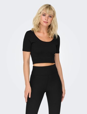 Only Play Onpjaia Life Ss 2-Way Crop Seam Top Noos - Black - XS/S