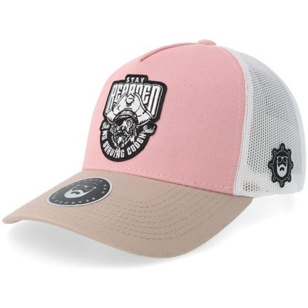 Bearded Man - Rosa trucker Keps - No Shave Codex Light Pink/White/Light Grey A-frame @ Hatstore