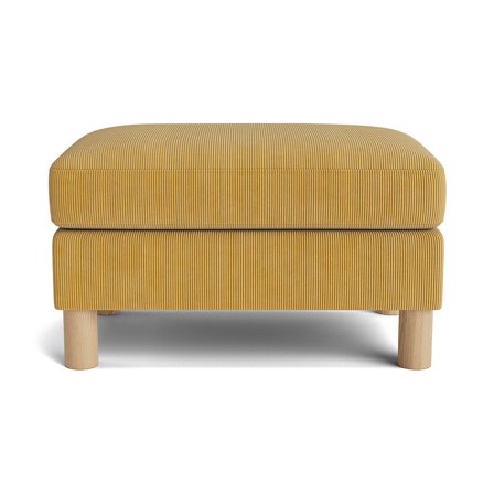 Ontario Gul Puf 75x50x44cm - Fodskammel / Sæde i Spånplade, Fyrretræ, Koldskum og Massiv Eg - Perfekt til Stuen - Komfortabel & Stilfuld