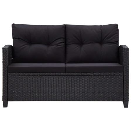 Vidaxl Trädgårdssoffa 2-sits Med Dynor Svart 124 Cm Konstrotting Svart