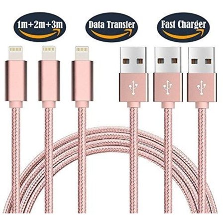 3 st kvalitet1,2 och 3 m för iPhoneladdning silver