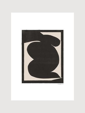 Poster av abstrakt grafisk figur i svart & krämvit | Kunstary.com, 70x100 cm