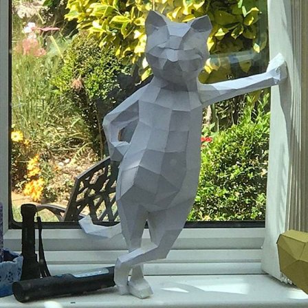 1 stk Håndlavet Papir 3D Geometrisk Origami Kat Figur Dekoration til Skrivebord eller