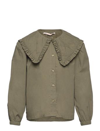K Velyn L/S Quilt Collar Shirt Wvn Green Kids Only