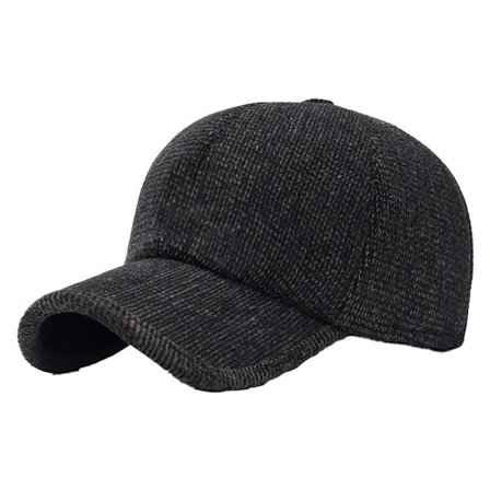Baseballcaps for menn, vintervarm fleece med øreklaffer, caps med brem