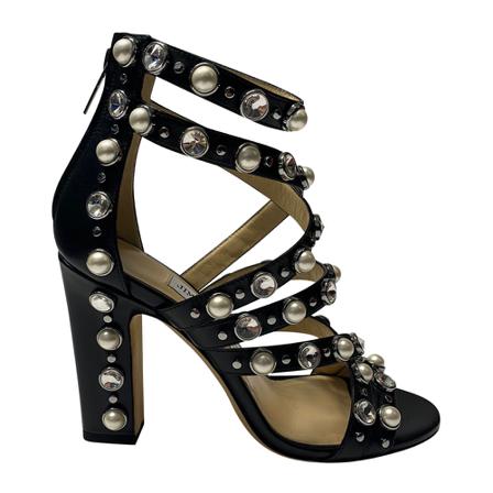 Jimmy Choo Pre-owned Jewel Moore 100 Sandalen Leather , Zwart , Dames , Maat: 36 EU