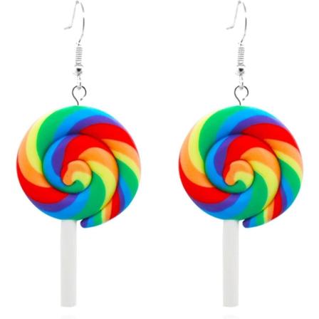 3 paria luovia v rikk it Lollipop-korvakoruja sateenkaari-makeisriipus-roikkuvat korvakorut naisille ja tyt ille