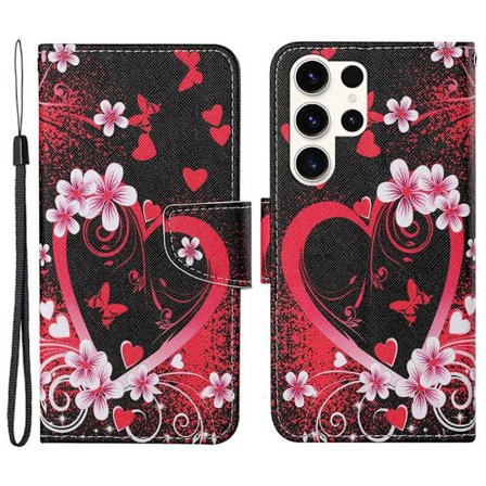 Wonderland Samsung Galaxy S24 Ultra flip-etui - Rødt Hjerte