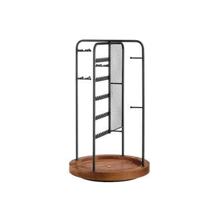 Rootz smykkestativ - Øreringeholder - Halskædeorganisering - Metal- og MDF-konstruktion - Letvægts - Kompakt design - 20 cm x 20 cm x 33,4 cm