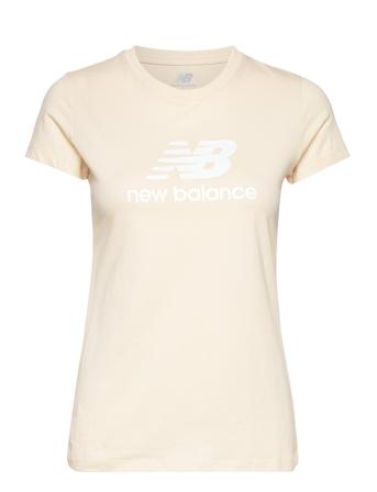 Nb Essentials Stacked Logo T-Shirt T-shirts & Tops Short-sleeved Creme New Balance*Betinget Tilbud