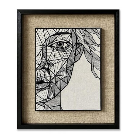 Abstrakti lineaarigeometriataide – 60x70cm, kehystetty