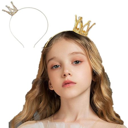 Glansfuld Fødselsdagskrone Tiara Til Piger Prinsesse Dekoration Hårbånd Kroner Til Børn (guld)