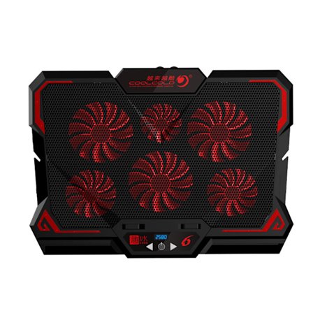 17 tums Gaming Laptop Kylare Sex Fläktar LED-skärm Två USB-portar 2600RPM Laptop Kylplatta Notebook Ställ För Laptop