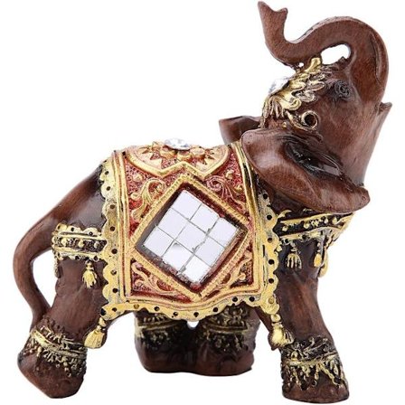 Lucky Wealth Elephant Statue Skulptur Feng Shui Trekornsmønster 3D Figur Hjemme Skrivebordsdekorasjon Gave S