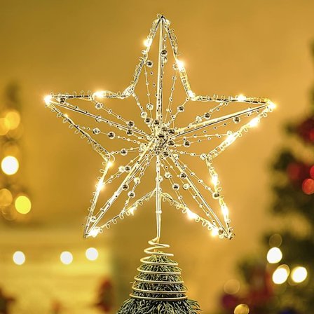 Stjärnformad julgran i järn, 12 tum pentakelformad lampa med pärla