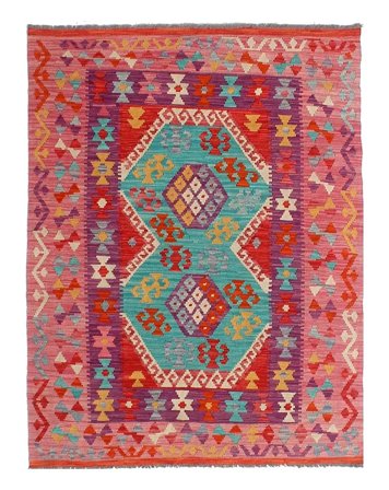 Kilim Afghan Old Style Rug 150X190 Dark Red/Red Wool, Afghanistan