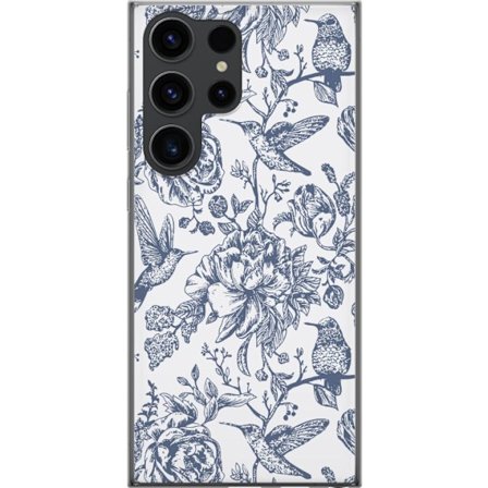 Kompatibelt Mobildeksel til Samsung Galaxy S24 Ultra Blomster & Fugler - Romantiskt Vintage-stil Mønster