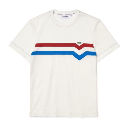 Lacoste, Striped Tee Wit, Heren, Maat:S,gestreept