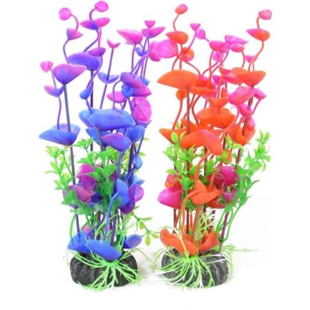 Akvaariokoriste Kalatankin Koriste Teko-Muovikasvi Vihre 19cm Violetti Punainen