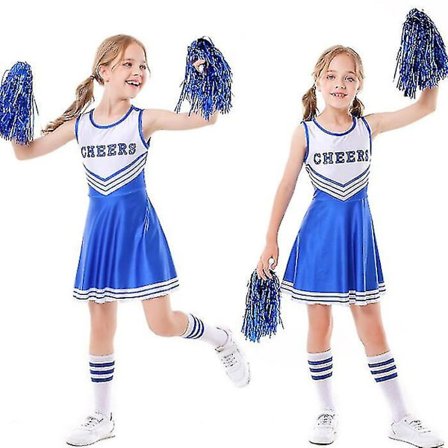 Barnens skolfest Cheerleader kostym Halloween-fest Blue 120cm