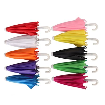 3 STK 18in Dukke Paraply Farverig Sød Miniature Legetøjs Paraply til Fotografering Rekvisitter Forsyninger Fest Dekoration