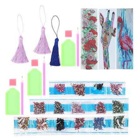 3 Set Diamantbokmärken 5D DIY Målning Kristallbroderi Kvast Korsstygnsverktyg