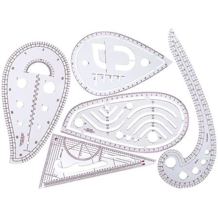 5 stk. Fransk Kurve Metrisk Lineal Syning Tøjdesign Værktøj