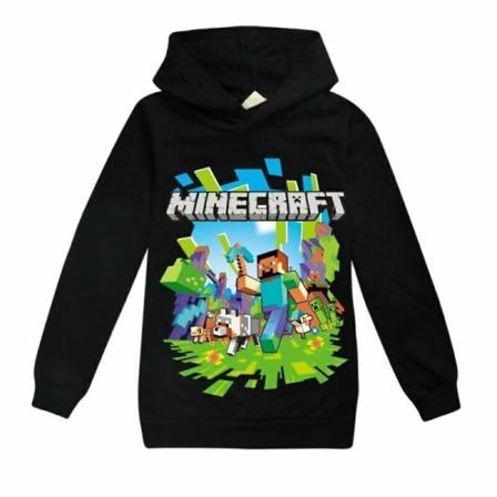 Barn Gutter Minecraft Hoodie Treningsdraktsett Langærmet Hettegenser Svart Hettegenser 7-8 år (140cm) black hoodie 7-8 years (140cm)