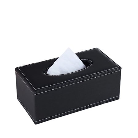Læder Servietbeholder Rektangulær Låg Servietbeholder Læder Servietholder til,Sort