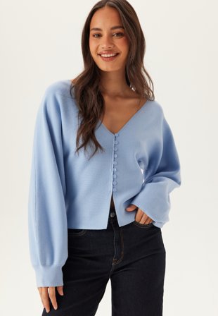 Bubbleroom - Knitted Cardigan - Light blue - Kläder