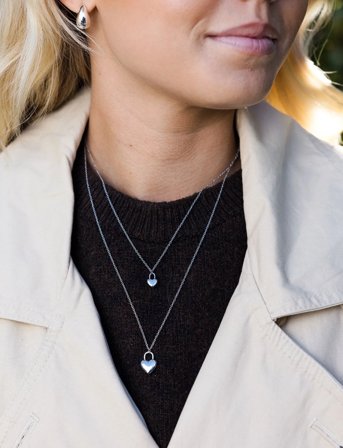 By Jolima Heart Locker Necklace - Silver - ONE SIZE 45 cm