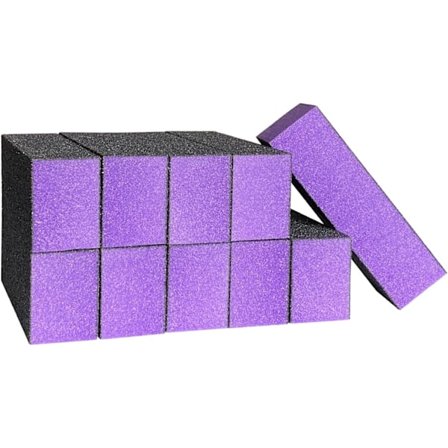 10 stk. Neglebuffer Sanding Block Poleringsfil 100/180 Grit 3 Sider Neglefiler Kunst Pedikyr Manikyr Fil (Svart Lilla)