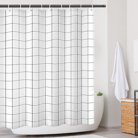 180 x 80 cm suihkuverho, pestävä, nopeasti kuivuva kylpyverho, jossa 12 koukkua ja painotettu helma, ruostumaton, vedenpitävä polyesteri 