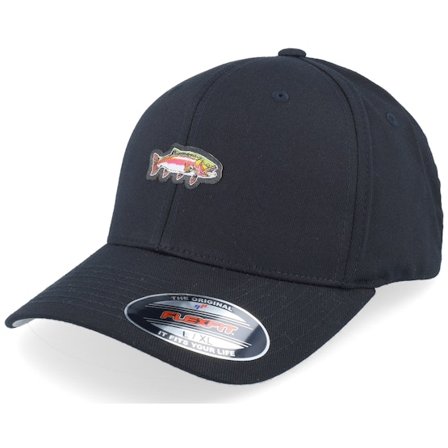 Skillfish - Black - flexfit - Cap - Tiny Rainbow Trout Fish Wooly Combed Black Flexfit - Hatstore