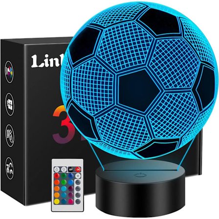Football Gift for Boys Ages 8-10, 3D LED Night Light with Remote Control, Birthday Christmas Decoration Soccer