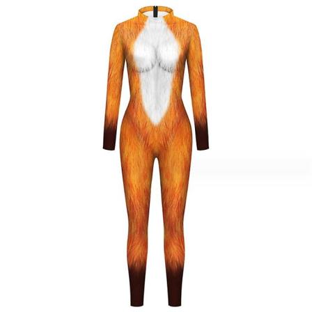 Halloween Cosplay Kostym Rolig Body Dam Spandex Zentai Suit Helkroppsdräkt Djurskalle Printed Halloween rekvisita style 1 L