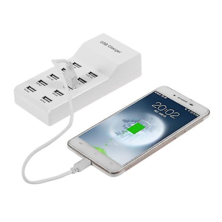 5V10A 10-ports USB Praktisk Hurtiglader EU-kontakt