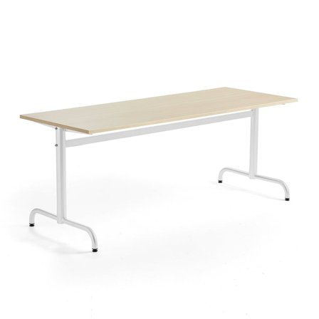 Table PLURAL, 1800x700x720 mm, noise reducing high pressure laminate, birch, white