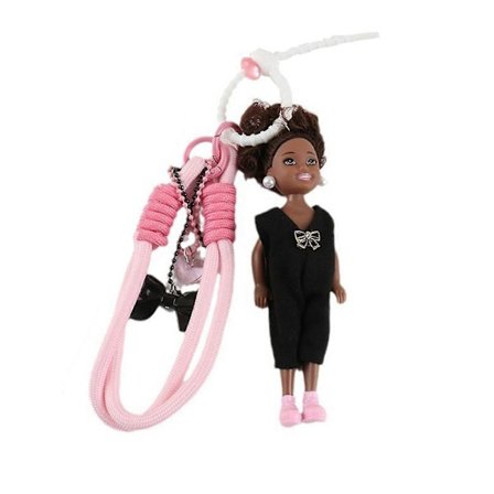 Handvävd Docknyckelhållare Färgglad Stickad Dockväska Tillbehör Mode Flickor Nyckelhållare Present till Modeälskare Vit och svart sko