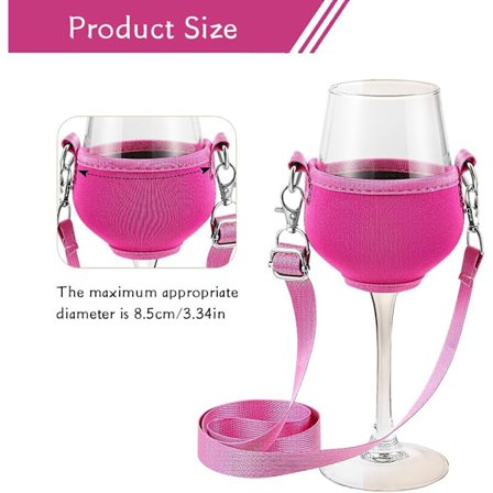 8 stk Hals Vin Glass Holder - Rose Red med Halsbånd for Jul